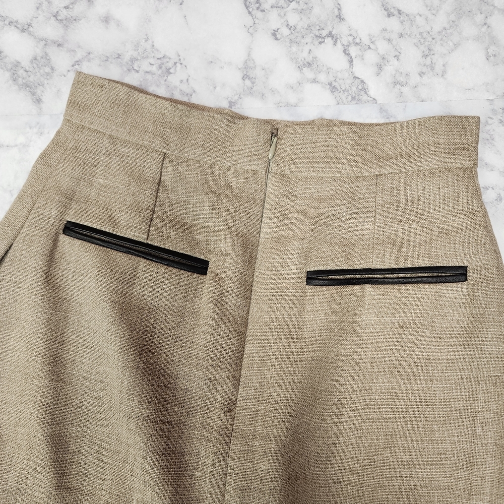 Celine Linen Leather Trim Skirt - Picture 5 of 14